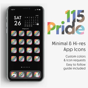 Pride ~ 115 App Pack ~ Minimal Aesthetic iPhone ios15 App shortcut icons Rainbow Progress LGBTQ+ Quasar