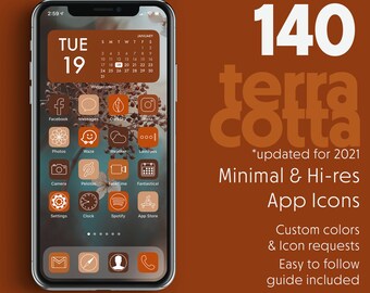 Minimal terra cotta icons pack for iPhone iOS 14 app icon ~ rust copper earthy terracotta burnt orange sienna fall autumn aesthetic