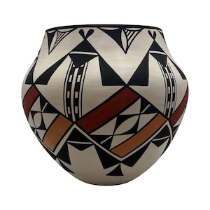 Acoma Pottery Vase, Native American Hand Painted Pueblo Pottery, Handmade Southwestern Ceramic Art, New Mexico Collectible, D Antonio