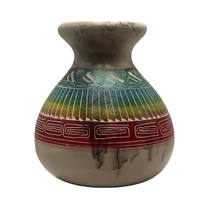 Navajo Horsehair Pottery Vase, Native American Handmade Ceramic Art, Southwestern Decor, New Mexico Collectible Pottery, CB
