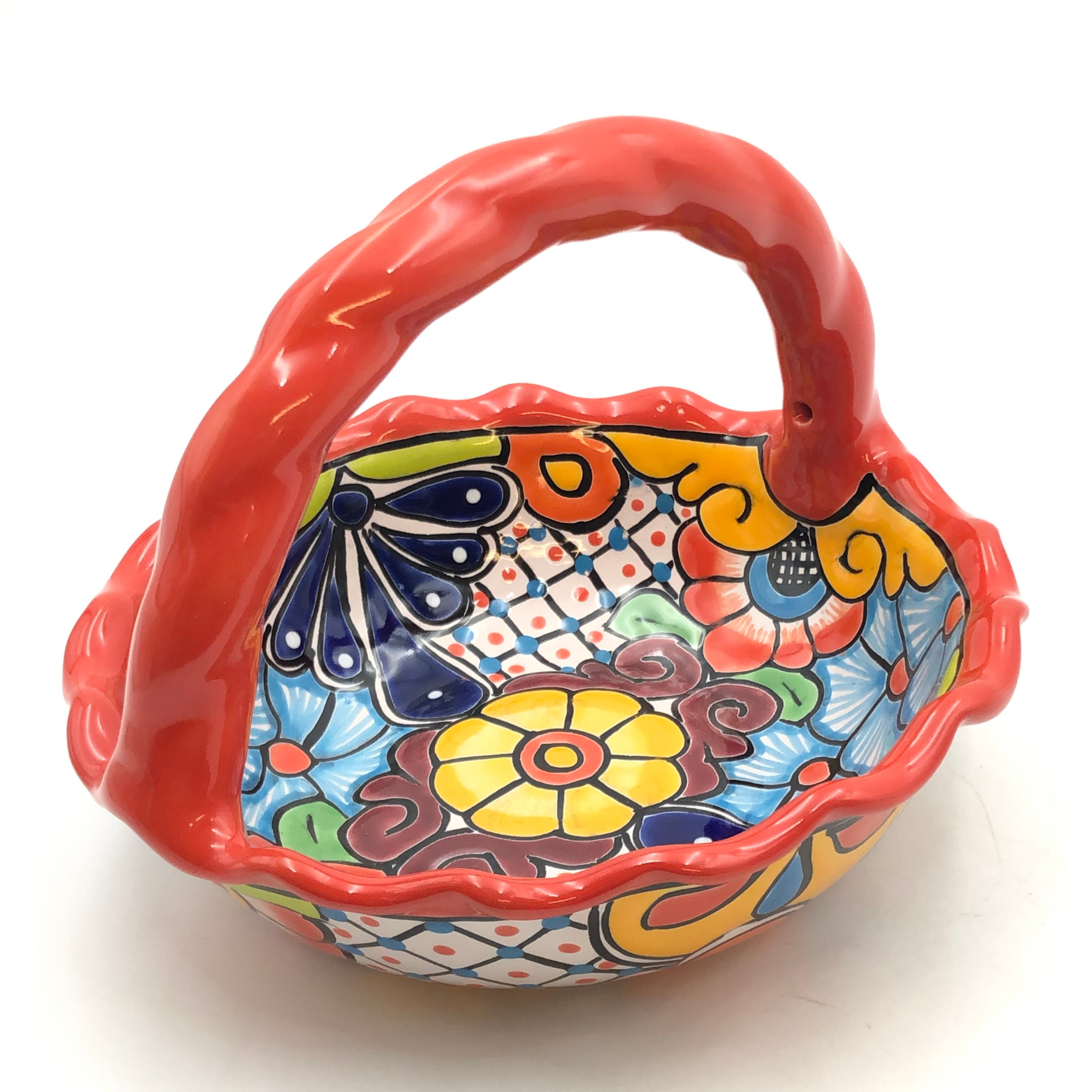 Talavera Decorative Fruit Basket Handmade Mexican Pottery 10 Etsy