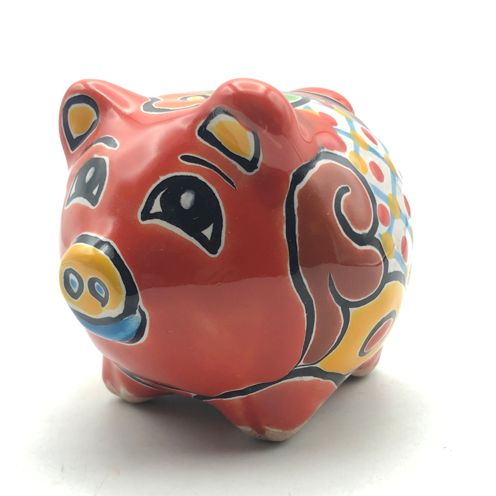 Talavera Piggy Bank Handmade Mexican Pottery 4 Etsy