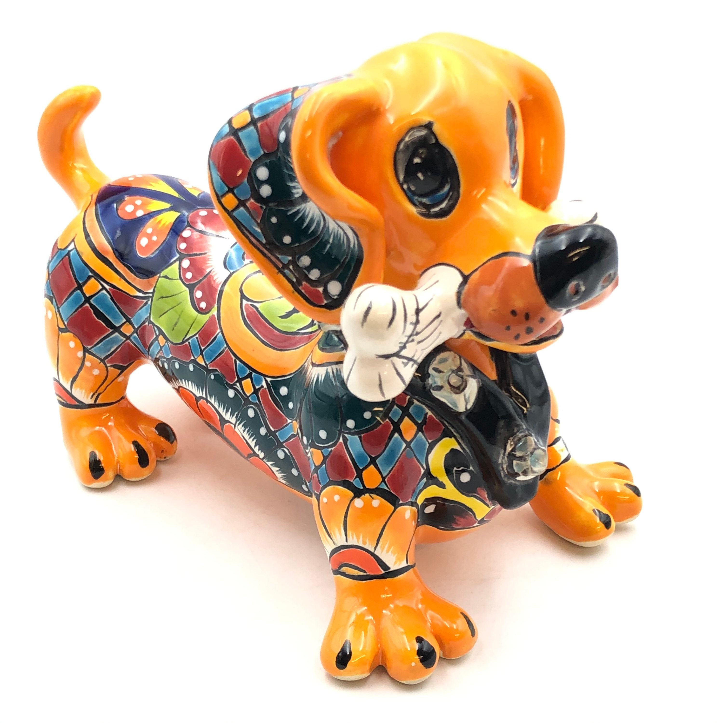 Talavera Pottery Weiner Dog With Bone Handmade Mexican Pottery Etsy