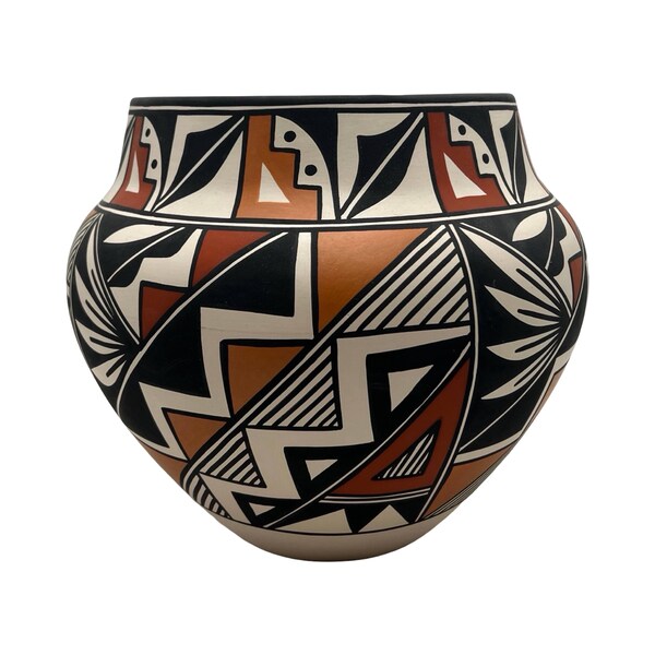 Acoma Pottery Vase, Native American Hand Painted Pueblo Pottery, Handmade Southwestern Ceramic Art, New Mexico Collectible, L. Joe