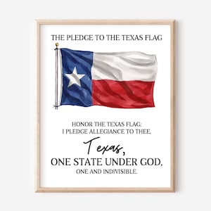 Juramento a la Bandera de Texas para Imprimir Juramento Estatal de Texas Maestro de Texas Juramento Estatal de Lonestar Póster de Texas Juramento Escolar de Texas