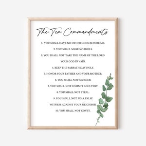 10 Commandments Print Ten Commandments Biblical Art Biblical Wall Art Scripture Print Christian Wall Art Christian Wall Decor Minimalist