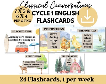 Classical Conversations Cycle 1 English Flashcards Cycle 1 English Memory Cards Homeschool Printables English Cycle 1 Memory Work English