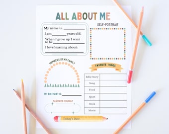 All About me Worksheet Christian Teacher Resources Favorite Things Printable Ice Breaker Get to know me Kid First Day of School Homeschool