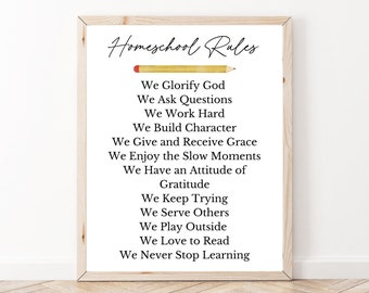 Homeschool Rules Christian Homeschool Decor Homeschool Poster Homeschool Decoration Homeschool Printable Homeschool mom Homeschool Sign