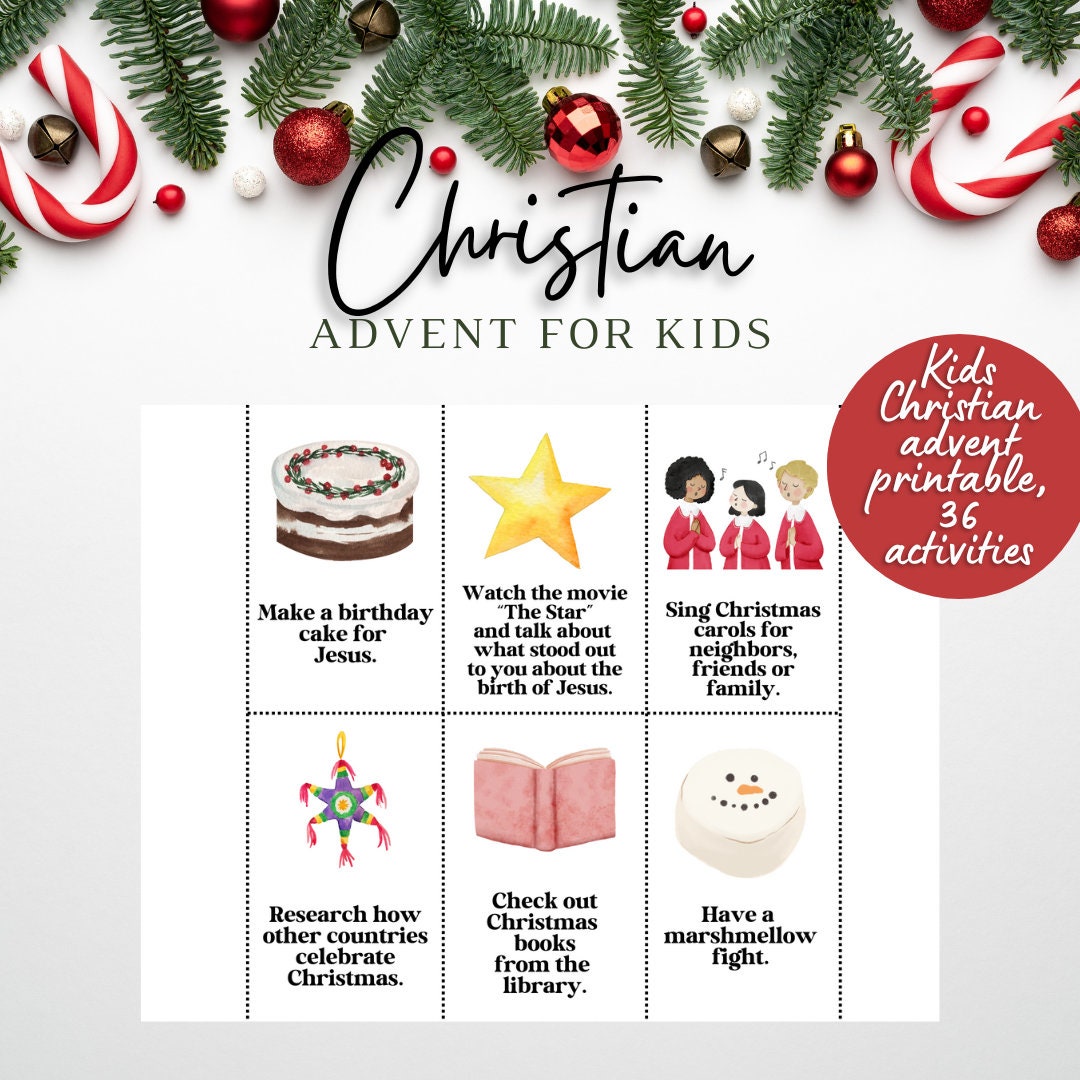 Christian Advent Calendar Printable for Kids Advent Calendar - Etsy