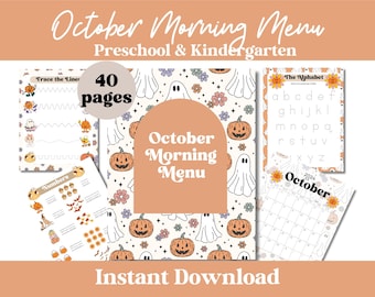 October Morning Menu Charlotte Mason Halloween Morning Menu Preschool Homeschool Kindergarten Homeschool Bundle Preschool Worksheet Kinder