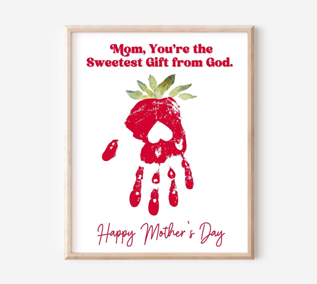 Mother's Day Sunday School Craft Handprint Art Strawberry Handprint ...
