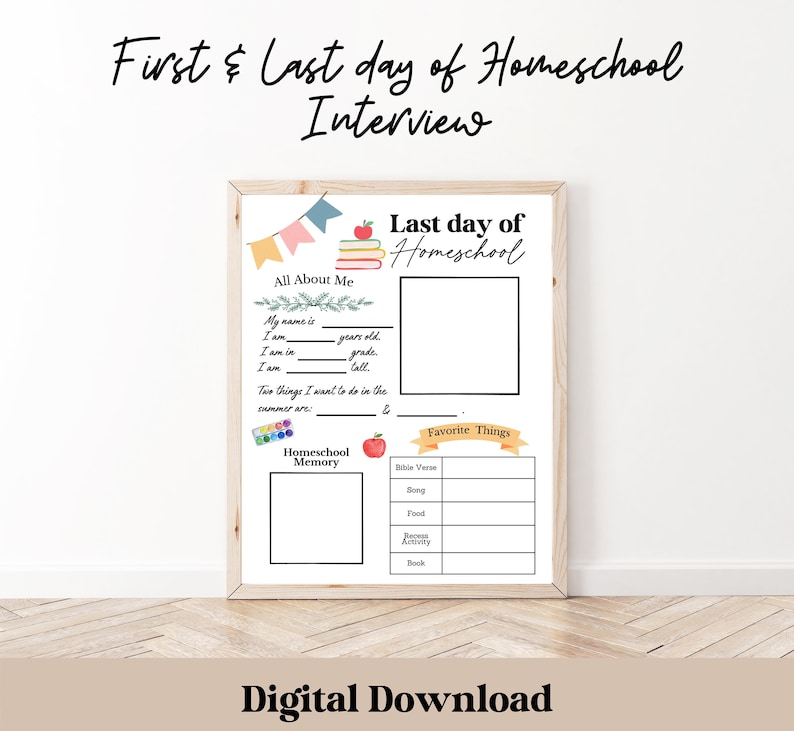 First Last Day of Homeschool Printable Back to School Questionnaire Christian Homeschool Interview Homeschool Keepsake First Day Printable image 2