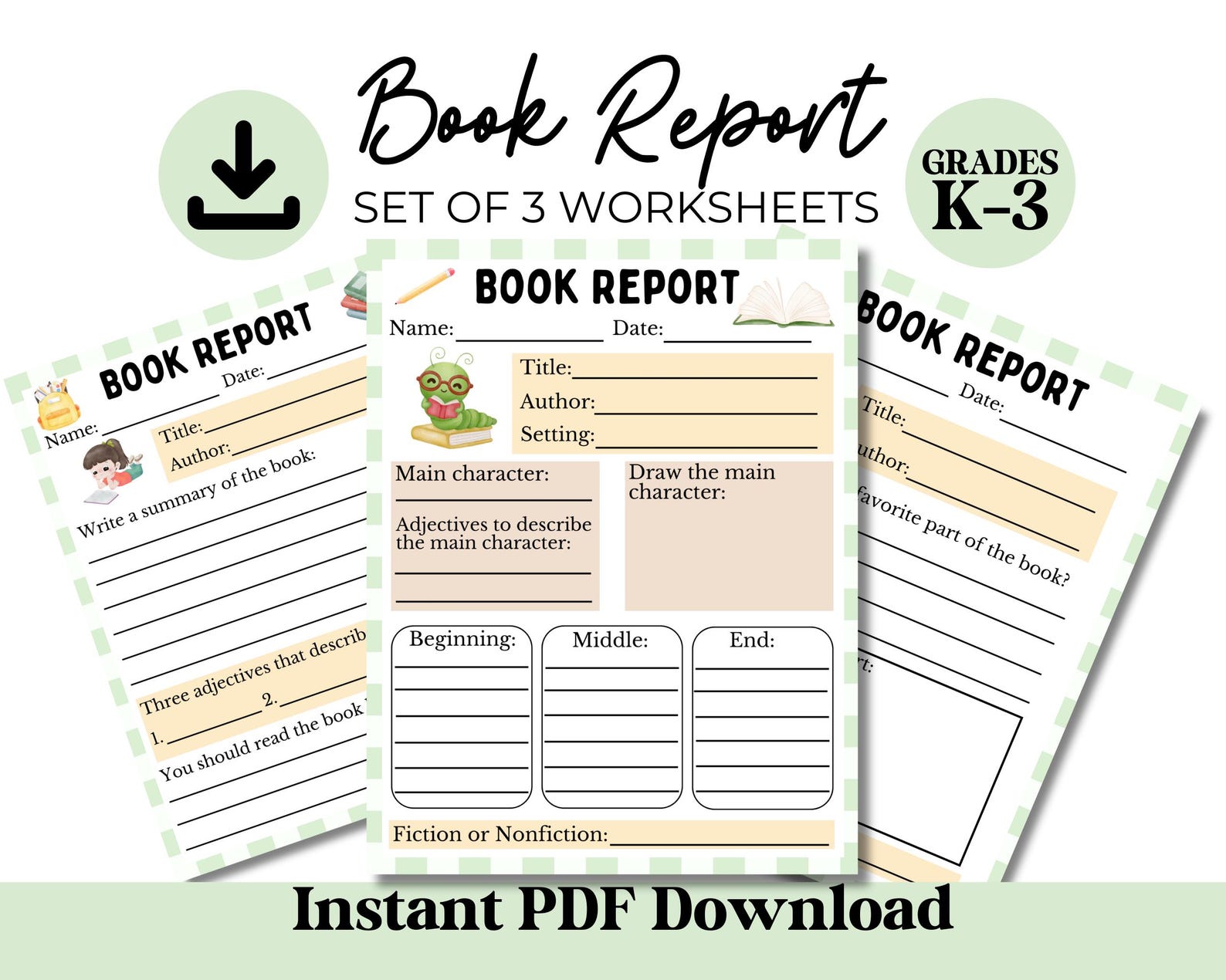 Book Report Worksheet Printable Book Report for Kids Homeschool ...