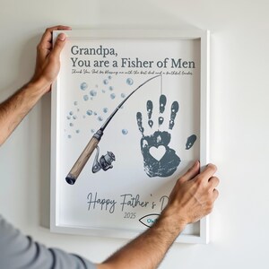 Fête des pères artisanat grand-père pour la première fois cadeau grand-père imprimable empreinte de main chrétienne Art fête des pères carte nouveau papa cadeau église papa grand-père