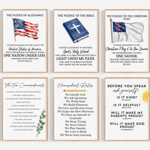 Decoración cristiana para la educación en casa, póster para la educación en casa, letrero para la madre que educa en casa, juramento a la bandera de Charlotte Mason, iglesia de conversaciones clásicas