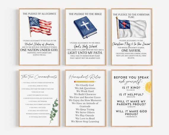 Christian Homeschool Decor Room Homeschool Poster Sign Homeschool Mom Pledge of Allegiance Charlotte Mason Classical Conversations Church