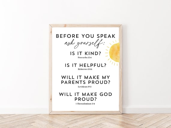Before you Speak Aesthetic Bible Art Christian Classroom Decor Homeschool Room Catholic Classroom Church Sunday School Decor Bible Printable
