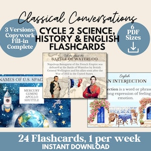 Paquete de conversaciones clásicas de ciencias, historia e inglés, ciclo 2, tarjetas didácticas, tarjetas de memoria de ciencias, ciclo 2, CC, trabajo de memoria, ciclo 2, recurso CC