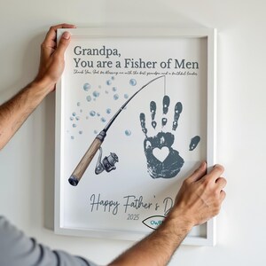 Vaderdag opa ambacht eerste keer grootvader cadeau afdrukbare christelijke handafdruk kunst vaderdagkaart nieuwe vader cadeau kerk opa opa