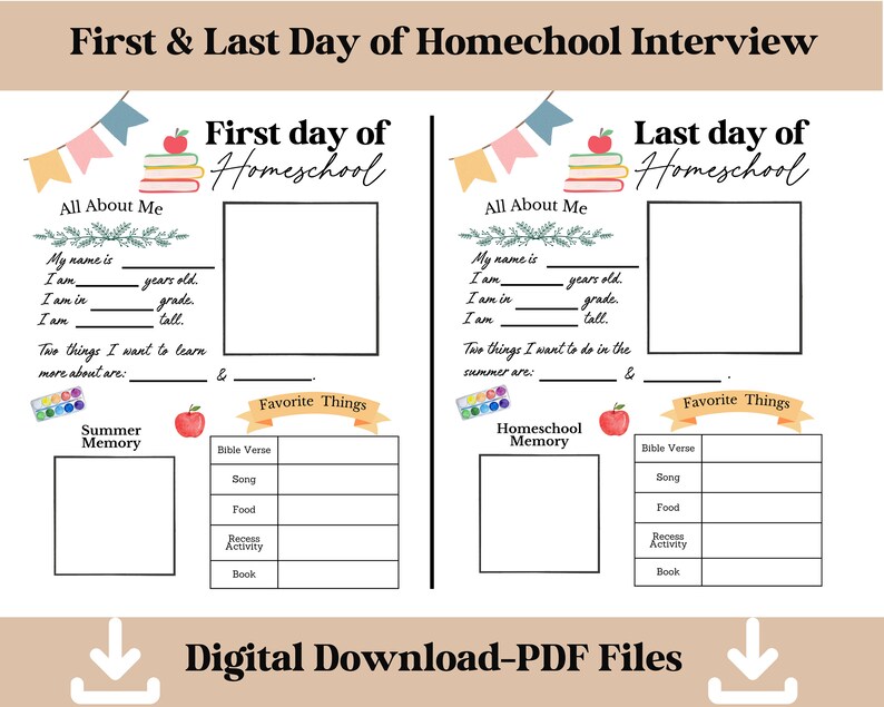 First Last Day of Homeschool Printable Back to School Questionnaire Christian Homeschool Interview Homeschool Keepsake First Day Printable image 4