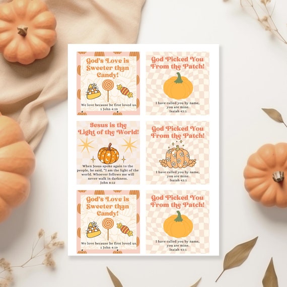Christian Halloween Tags Trunk or Treat Christian Pumpkin Halloween Tract Halloween Treat Tags Sunday School Fall Gift Tags Harvest Festival