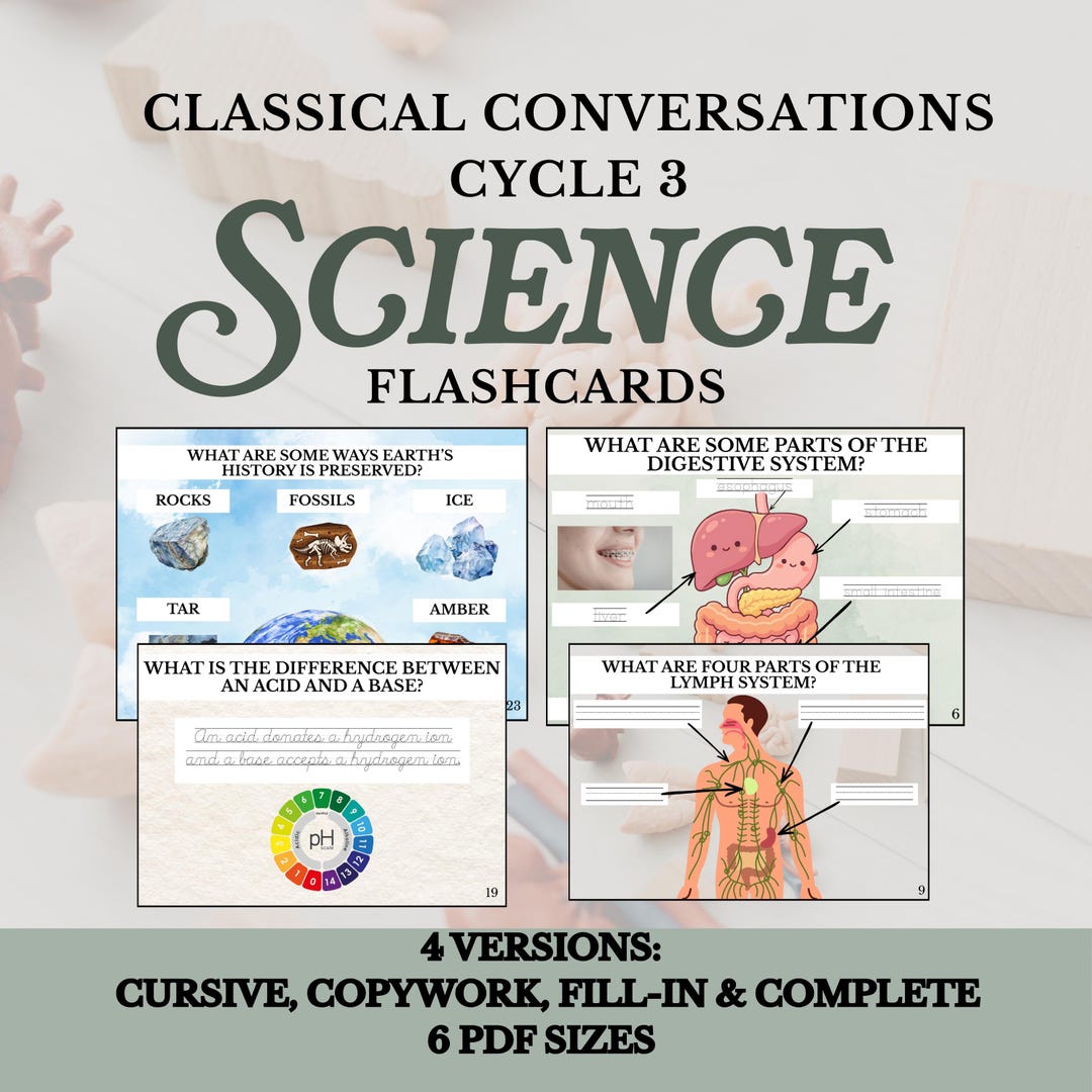 Classical Conversations Cycle 3 Science Flashcards CC Cycle 3 Science ...