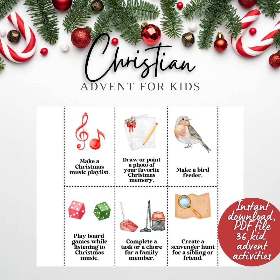 Christian Advent Calendar Printable for Kids Advent Calendar - Etsy
