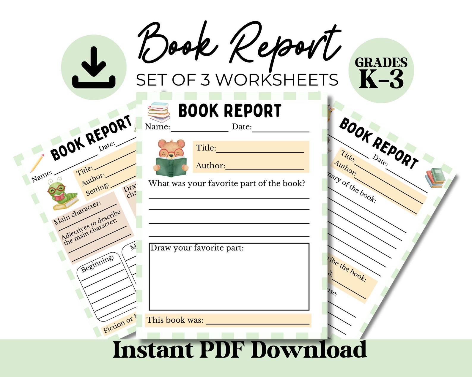 Book Report Worksheet Printable Book Report for Kids Homeschool ...