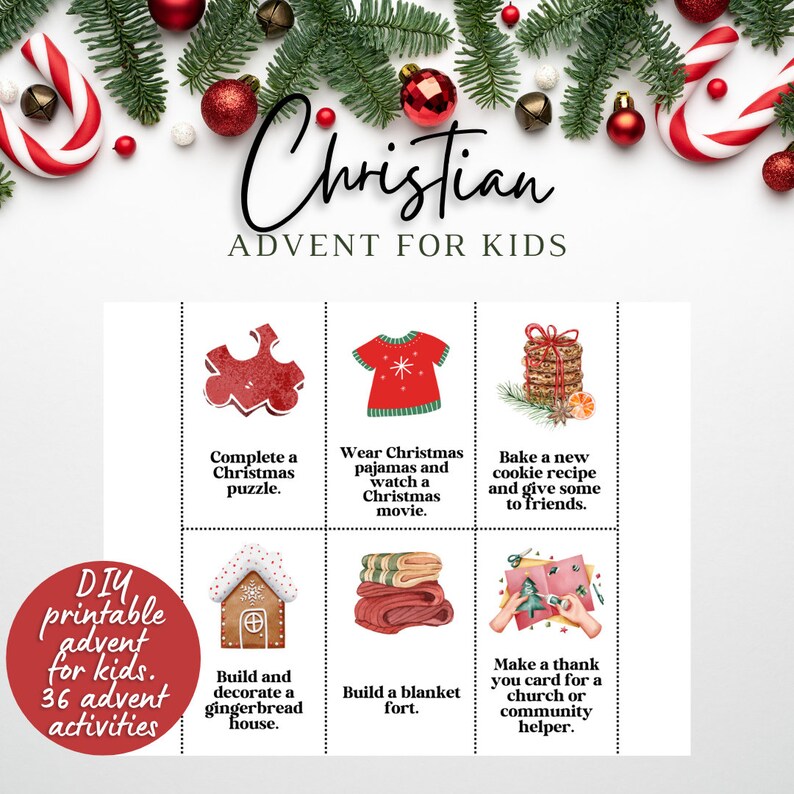 Christian Advent Calendar Printable for Kids Advent Calendar Etsy