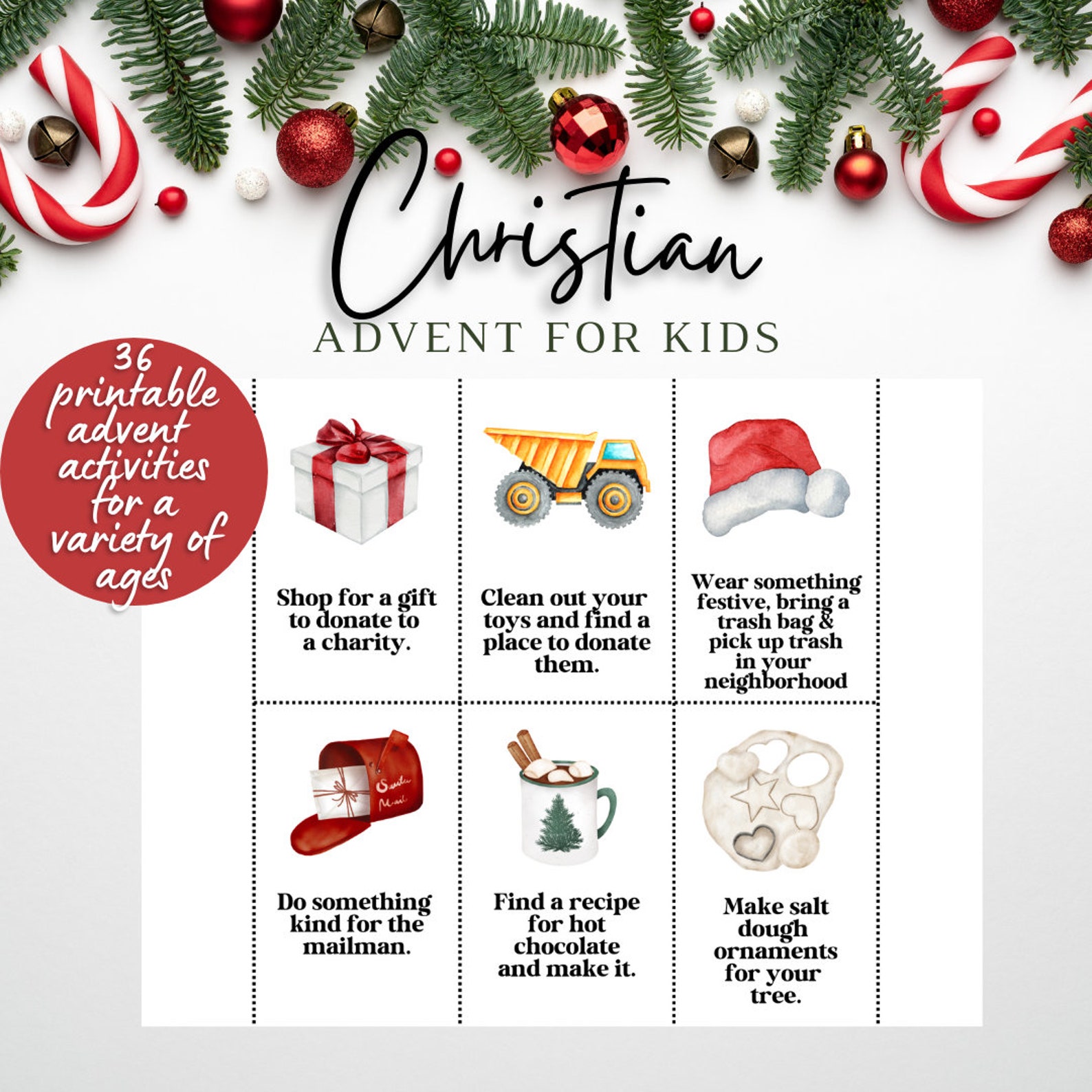 Christian Advent Calendar Printable for Kids Advent Calendar Etsy
