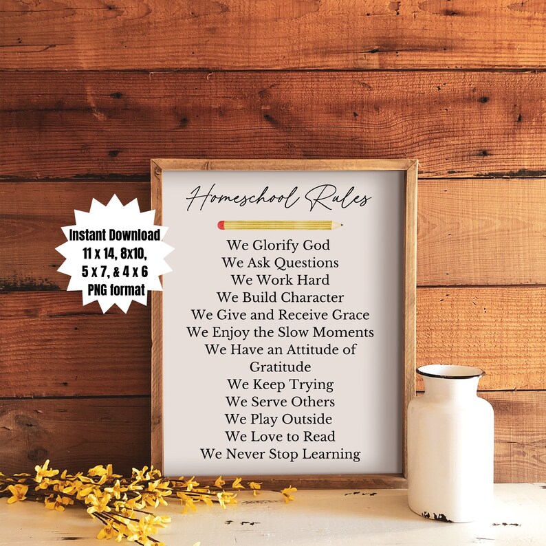 Homeschool Rules Christian Homeschool Decor Homeschool Poster