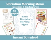 Morning Menu Christian Homeschool Preschool Morning Menu Kindergarten Charlotte Mason Morning Basket Bible Lesson Bible Study Kids Printable