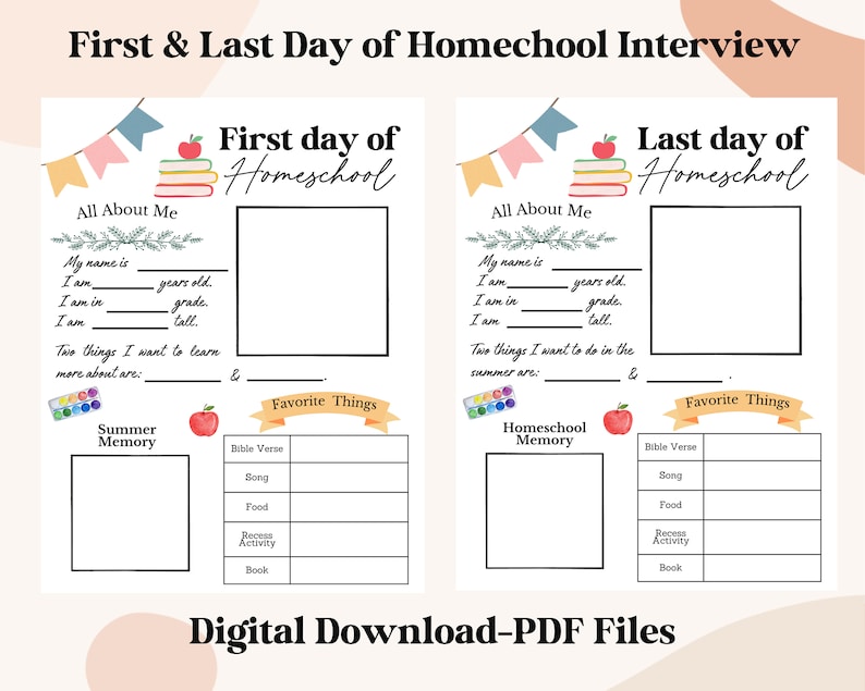 First Last Day of Homeschool Printable Back to School Questionnaire Christian Homeschool Interview Homeschool Keepsake First Day Printable image 3