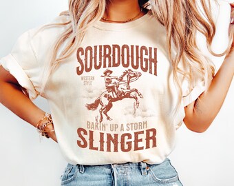 Sauerteig Bäcker Geschenk Country Lifestyle Shirt Cowboy Bäcker T-Shirt Western Baker Geschenk Brothersteller Sauerteig Backen Hobby Geschenk Cotton Farm Tee