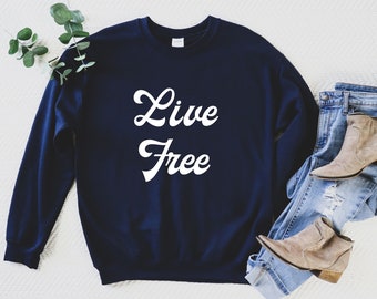 Live Free, Unisex Heavy Blend Crewneck Sweatshirt (American, Republican, Conservative, Patriot)