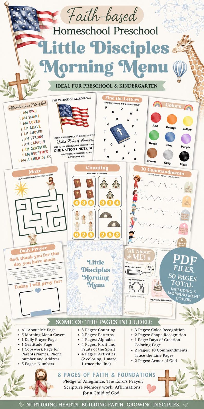 Christian Preschool Homeschool Curriculum Back to School Bundle Preschool Worksheets Toddler Pre-K Printables Charlotte Mason Daycare image 5