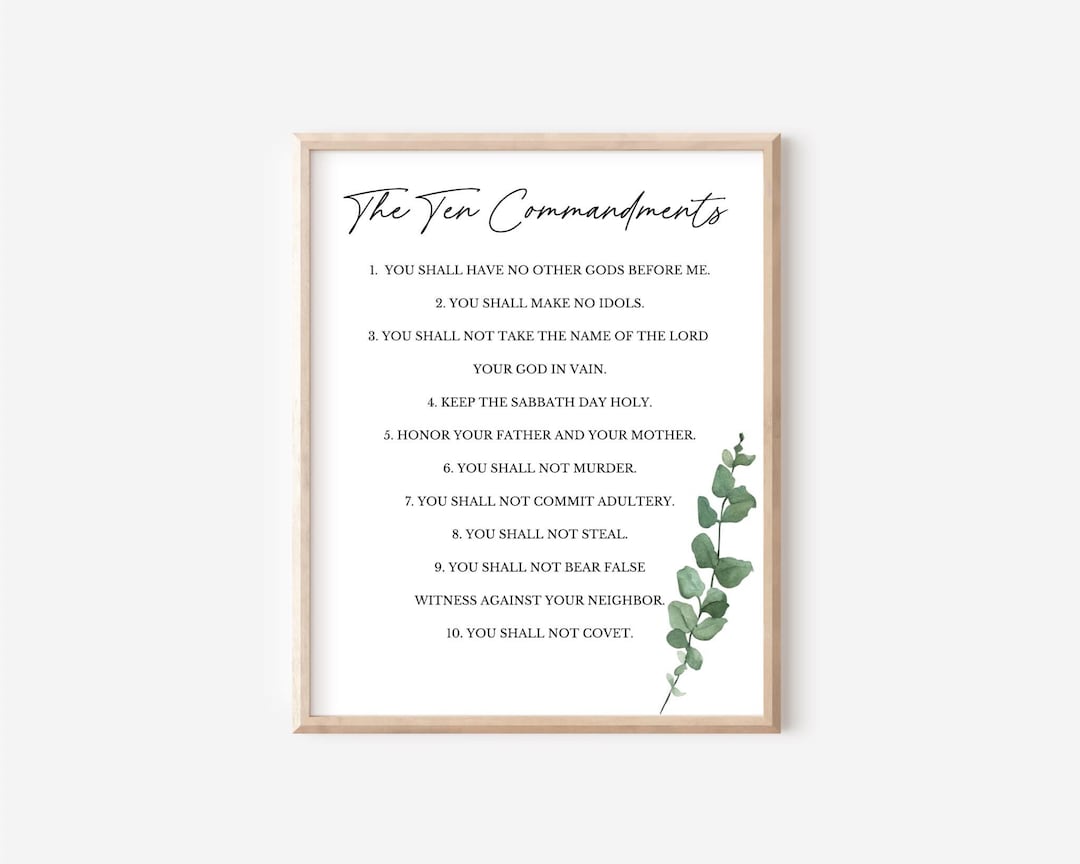 10 Commandments Print Ten Commandments Biblical Art Biblical Wall Art ...