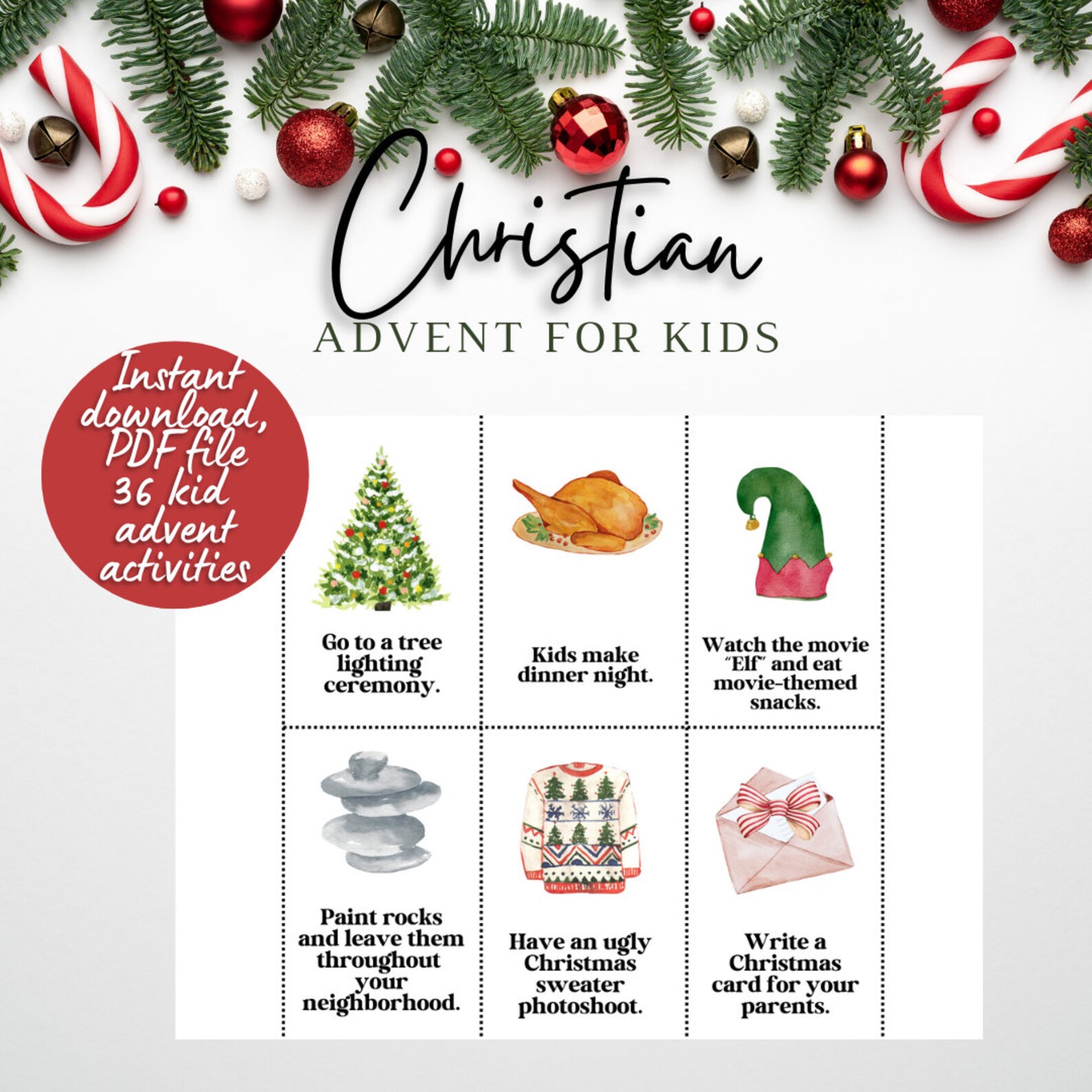 Christian Advent Calendar Printable for Kids Advent Calendar - Etsy