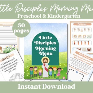 Morgenmenu Katholische Homeschool Vorschule Morgenmenu religiös Charlotte Mason Kindergarten Jesus Bibellektion Bibelstudie Kinder Printable
