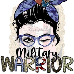 Military Warrior Messy Bun Camo America Sublimation Design