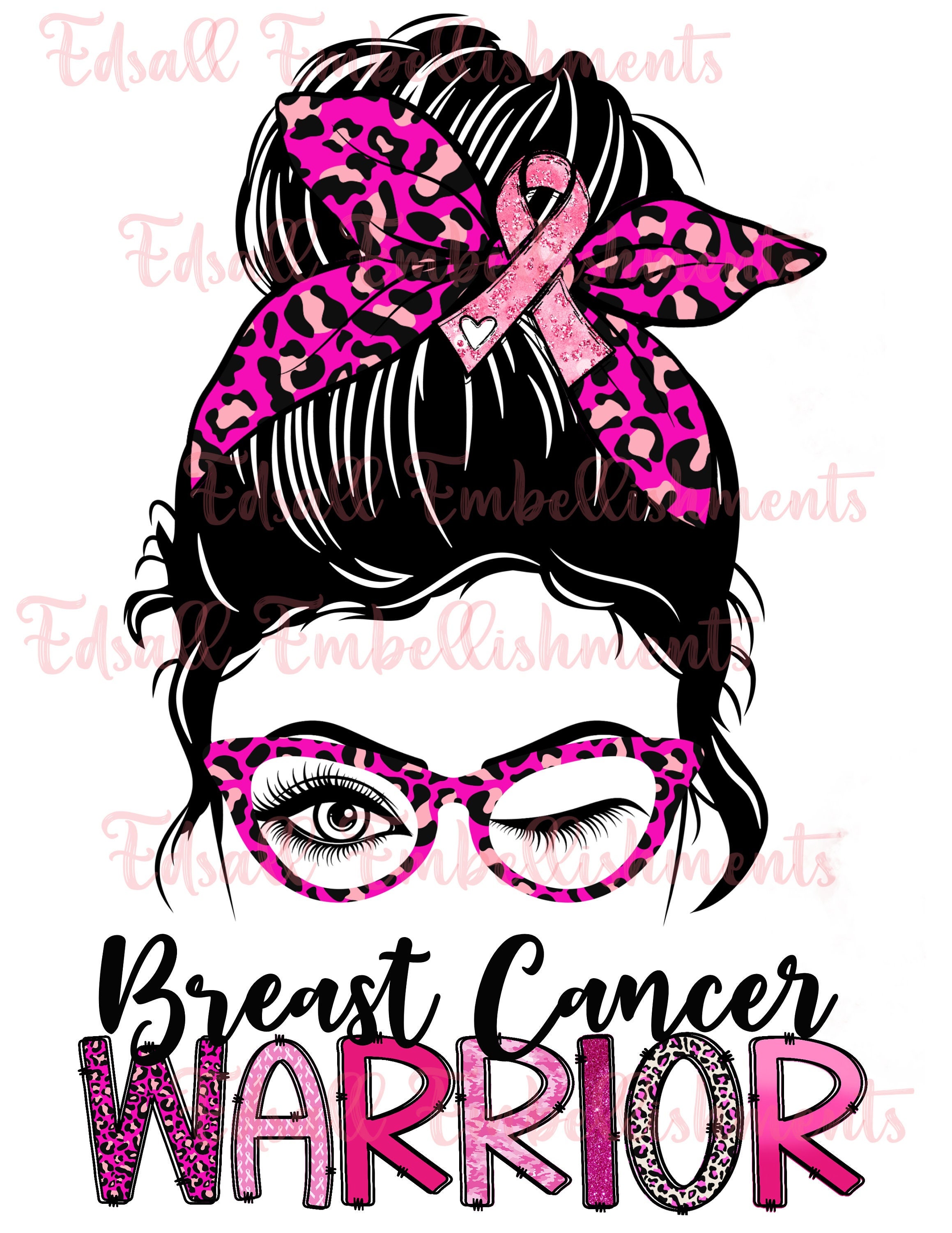 Breast Cancer Warrior SVG, Breast Cancer Messy Bun SVG By  LemonStudioCreations