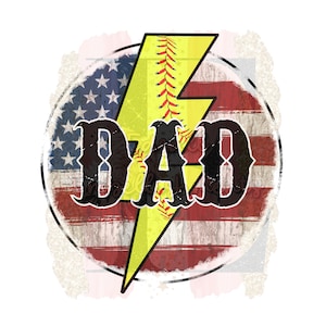Softball Dad Softball Blitz und amerikanische Flagge Sport Dad Sublimationsentwurf