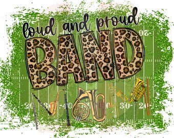 Luide en trotse Band Mom Marching Band Football Field Friday Night Lights Sublimatie Design