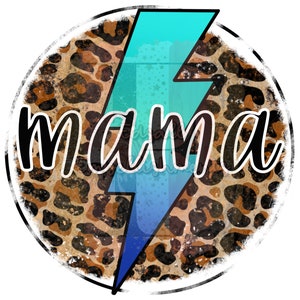 Blue Mama Blue Ombré Lightning Bolt Boy Mamma Leopard Stampa Sublimazione Design