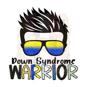 Down Syndrome Warrior Boy Blue And Yellow Ribbon Down Syndrome Awareness Sublimation Design
