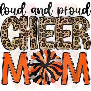 Luid en trots juichen moeder oranje pom pom poms friday night lights luipaard print sublimatie ontwerp