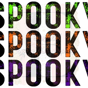 Spooky Spooky Spooky Orange Purple And Green Halloween Sublimation Design