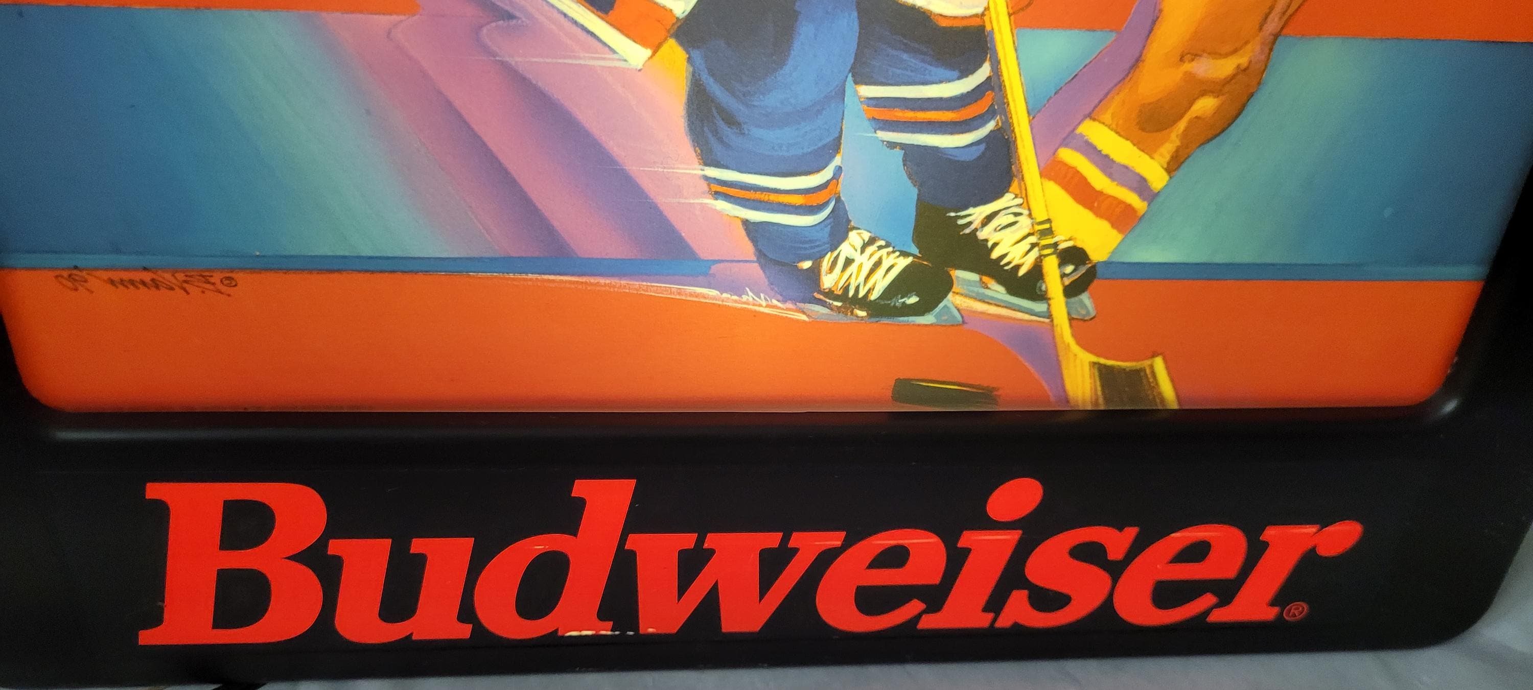 Vintage Budweiser Sports Bar Neon Looking Lighted Beer Baseball