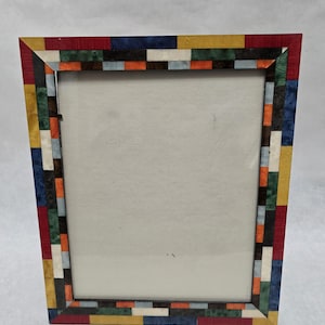 Vintage Natalini Hand Made Italy Mira Rosso Multicolor Wood Marquetry Picture Frame 5x7